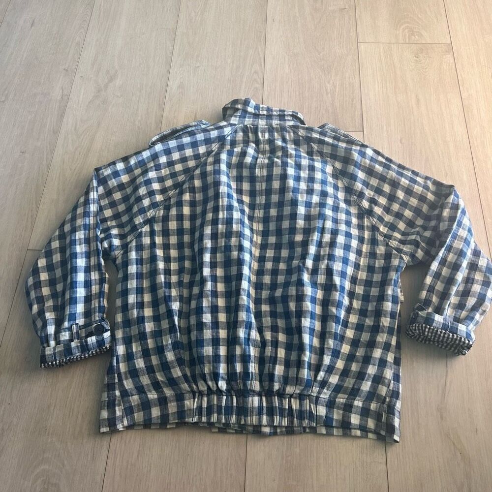 Anthropologie Cropped Trench Jacket Blue/wht Sz XS Cozy Lining - Picture 2 of 7